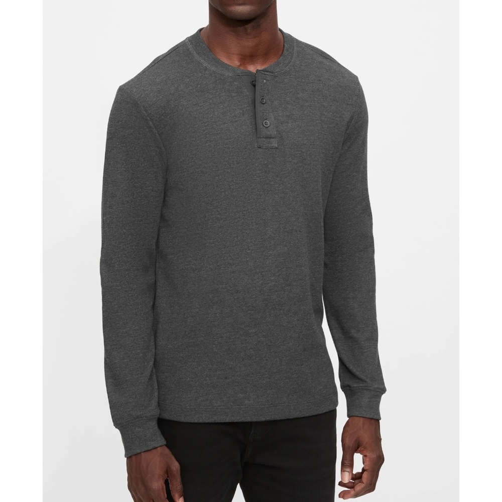 GAP | Charcoal Grey Long Sleeve Micro Waffle Knit Thermal Top Layering Shirt